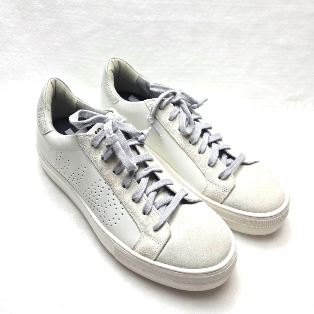 P448 John Perforated Logo Lace-Up White Leather Sneakers